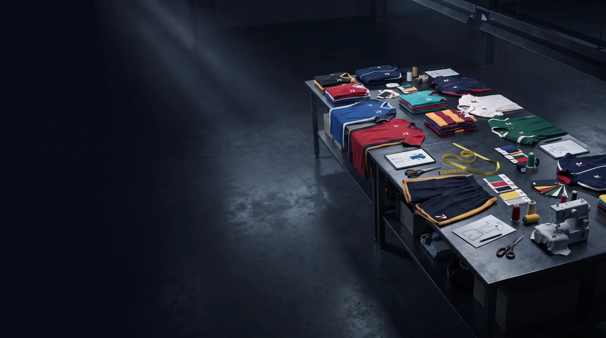 Bulk Orders garments in a players' tunnel