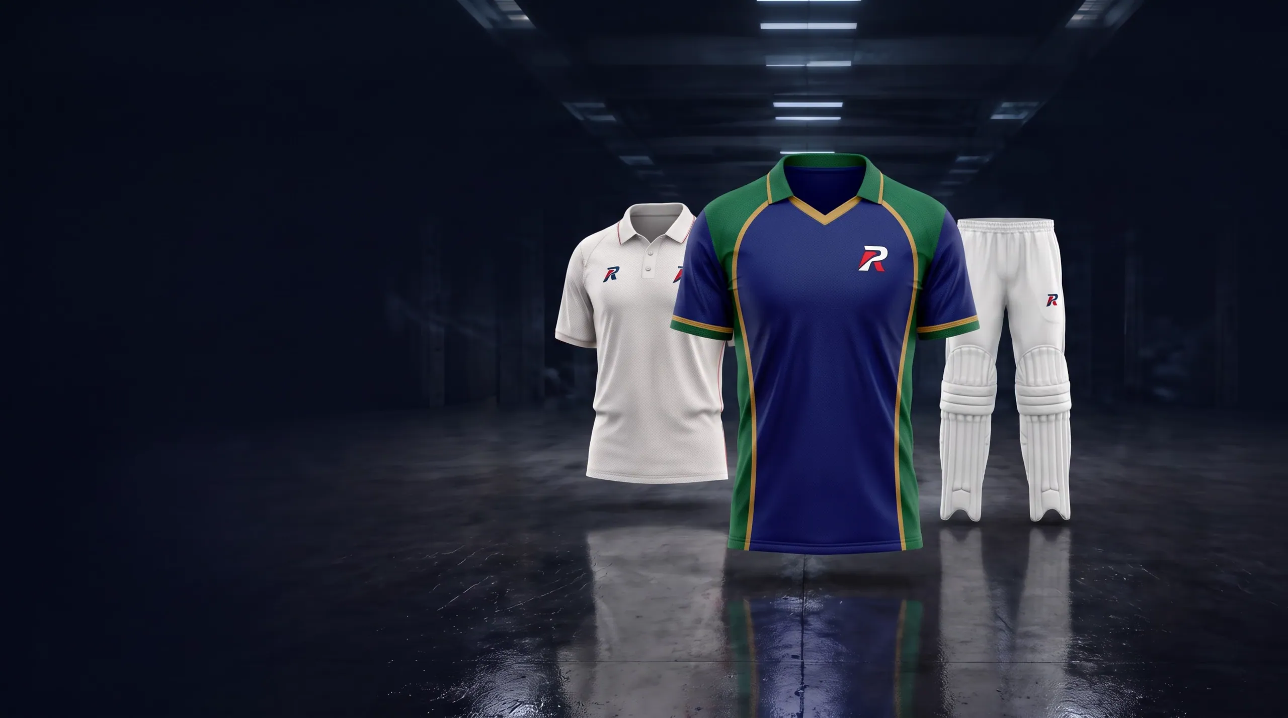 Cricket garments in a players' tunnel
