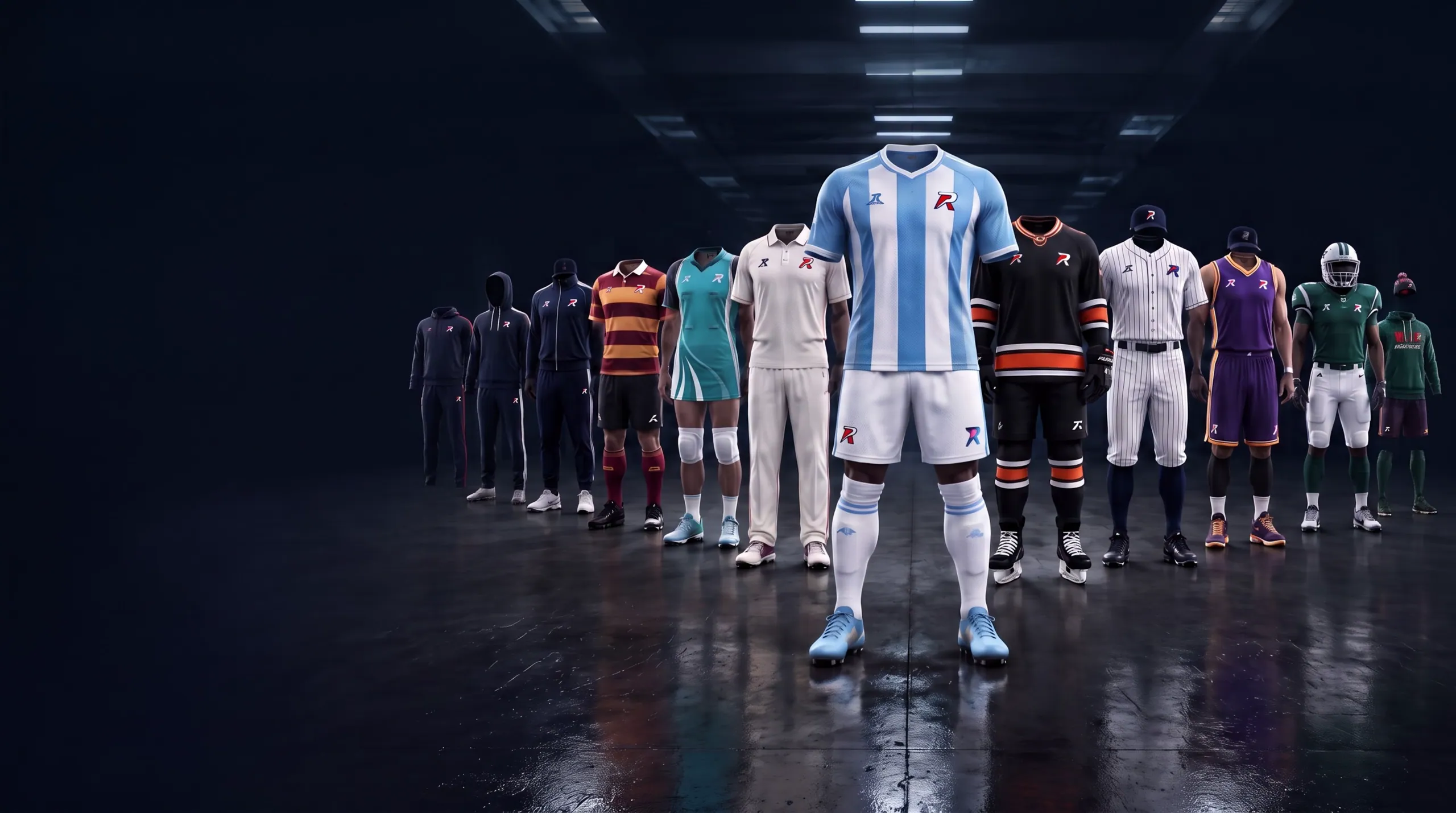 Custom Teamwear garments in a players' tunnel