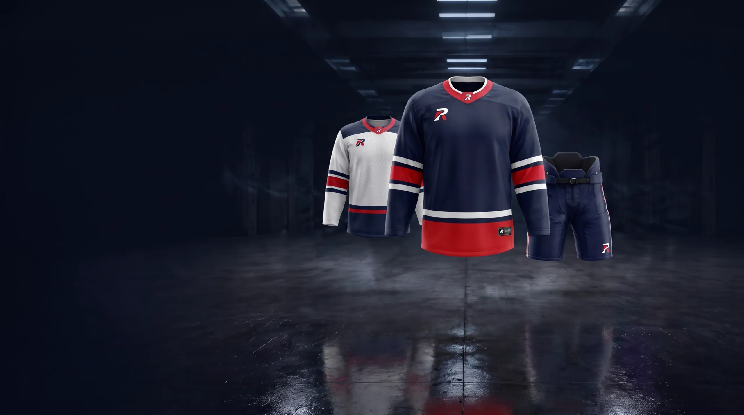 Ice Hockey garments in a players' tunnel