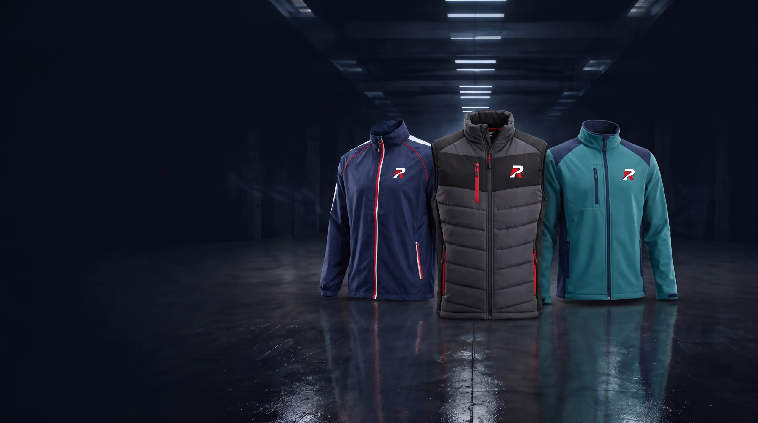 Jackets & Vests garments in a players' tunnel