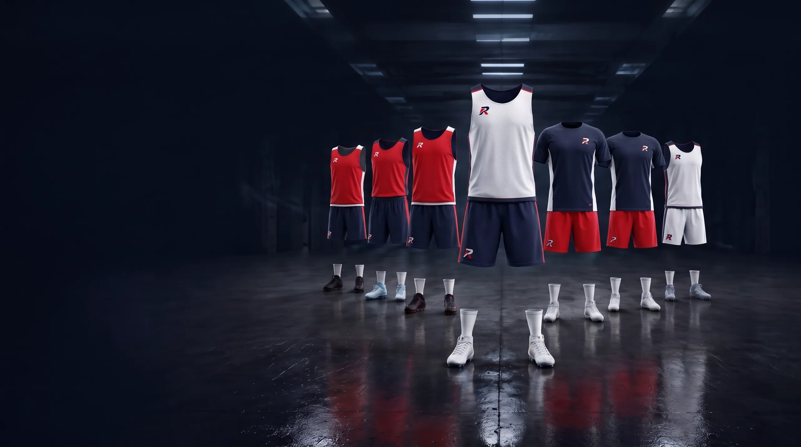 Lacrosse garments in a players' tunnel