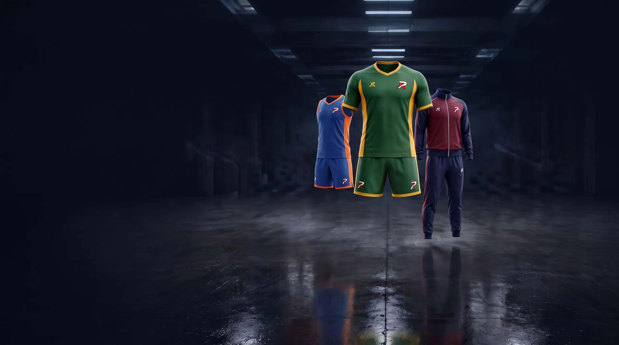 Sports Sets garments in a players' tunnel