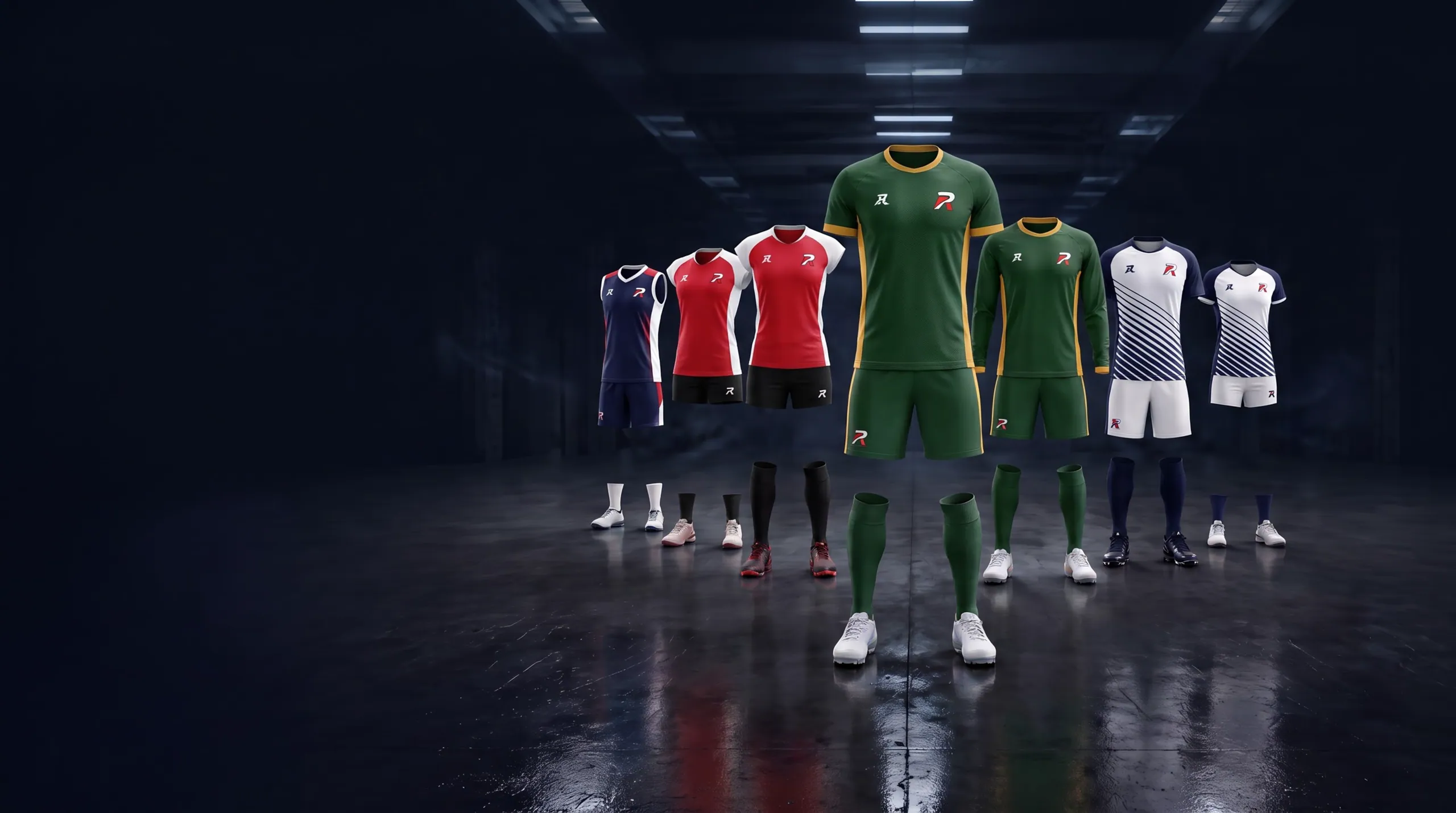 Volleyball garments in a players' tunnel