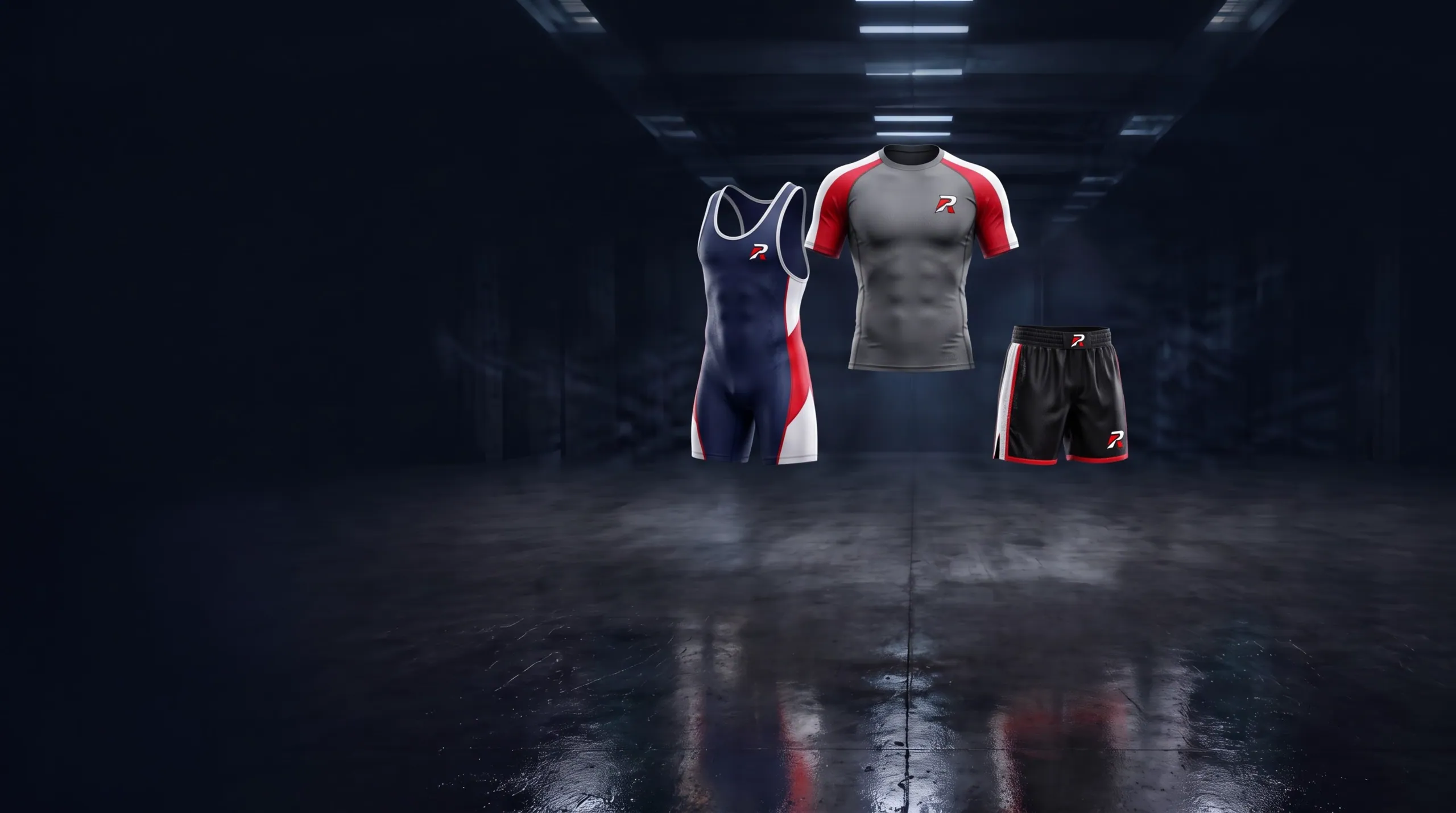 Wrestling garments in a players' tunnel