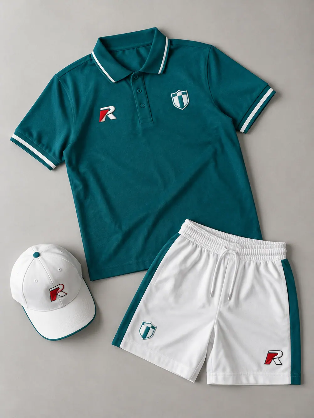 3D puff embroidery on a polo, flat lay