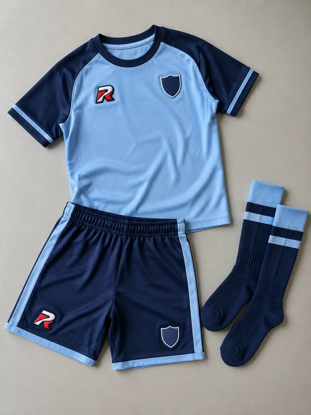 3D puff embroidery on a youth kit, flat lay