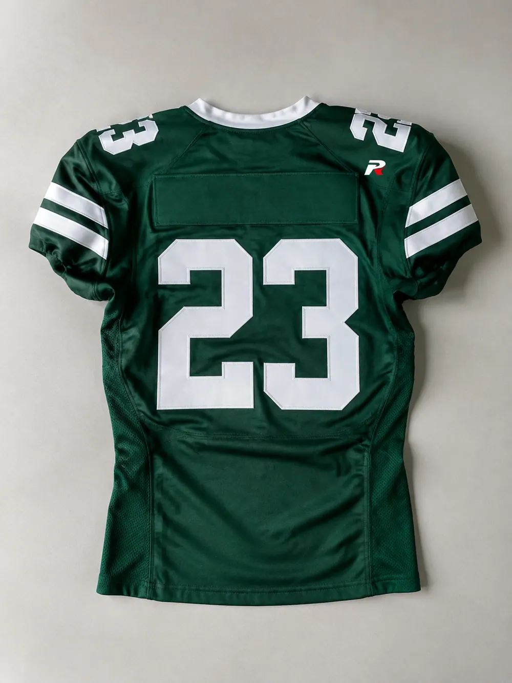 Laid flat, back with tackle-twill numbers and name bar