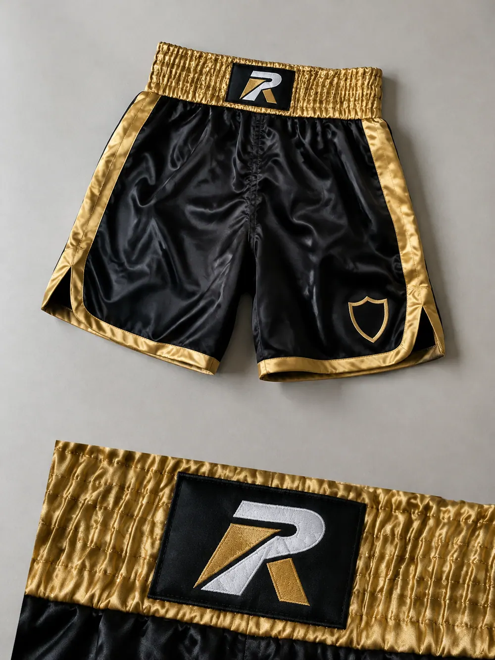 Waistband embroidery close-up, flat lay