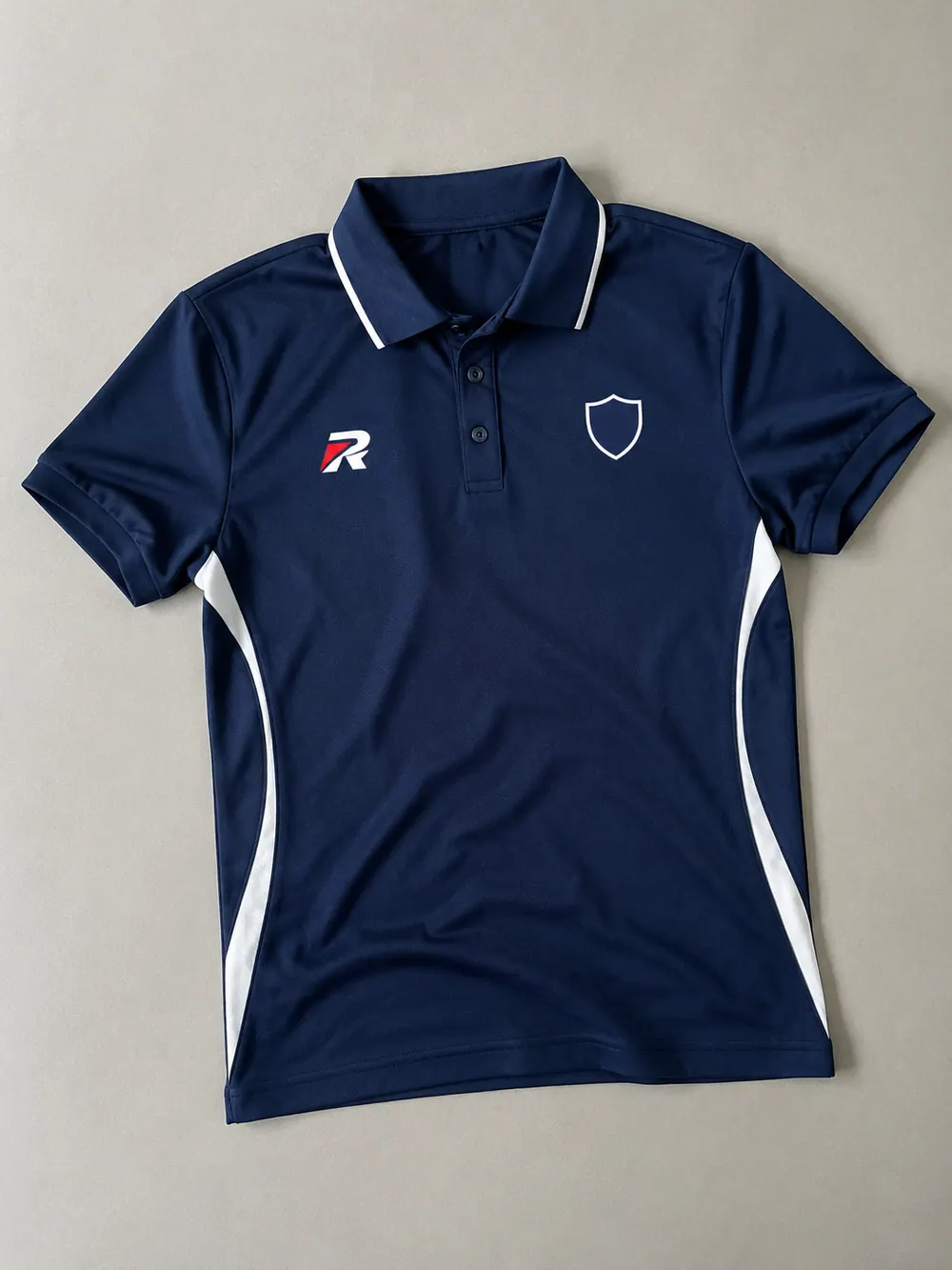 Training polo in navy, flat lay
