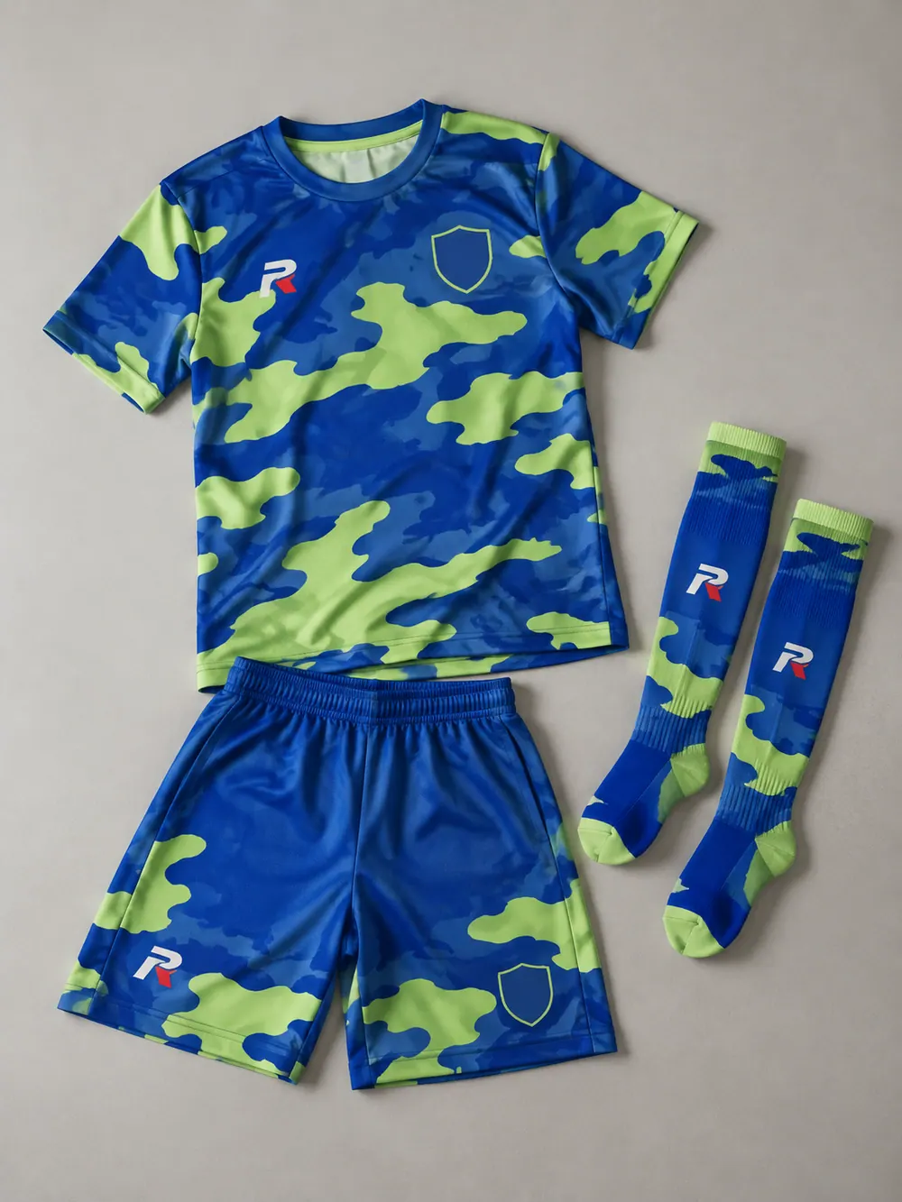 Camo design, flat lay