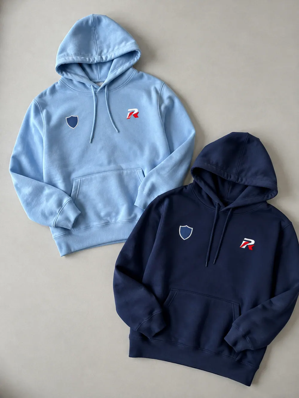 Embroidery on a hoodie, flat lay