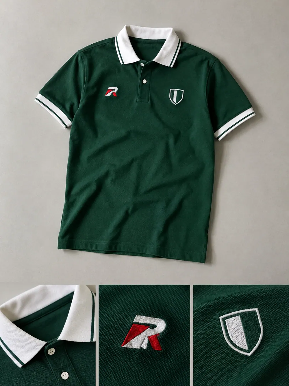 Embroidery on a polo, flat lay