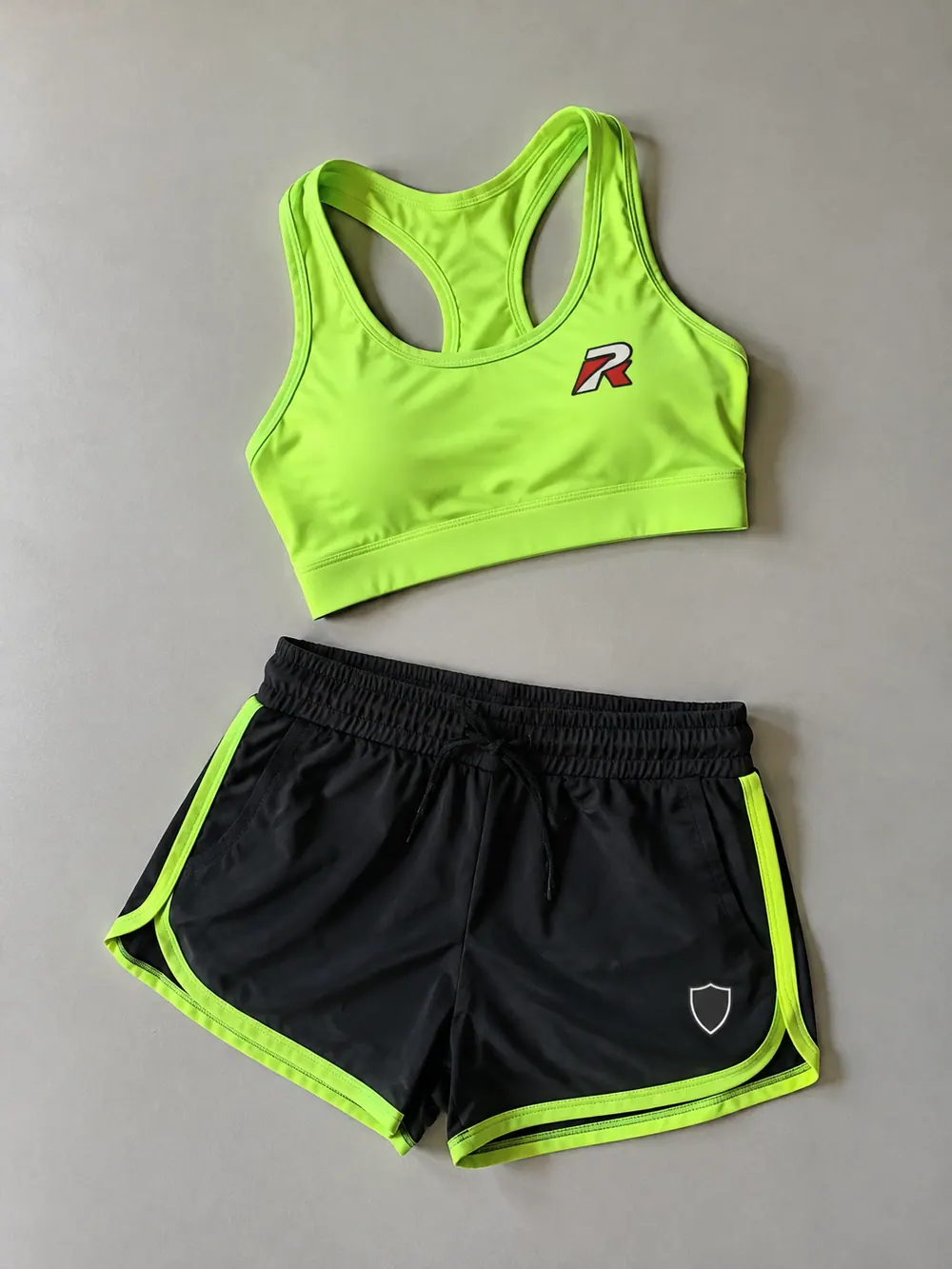 Neon crop and shorts