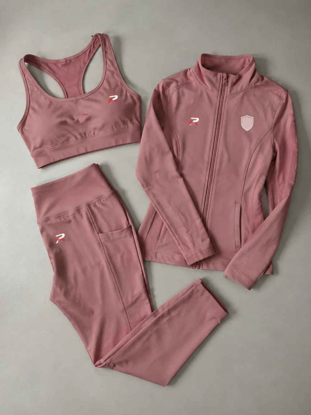Dusty rose set, flat lay