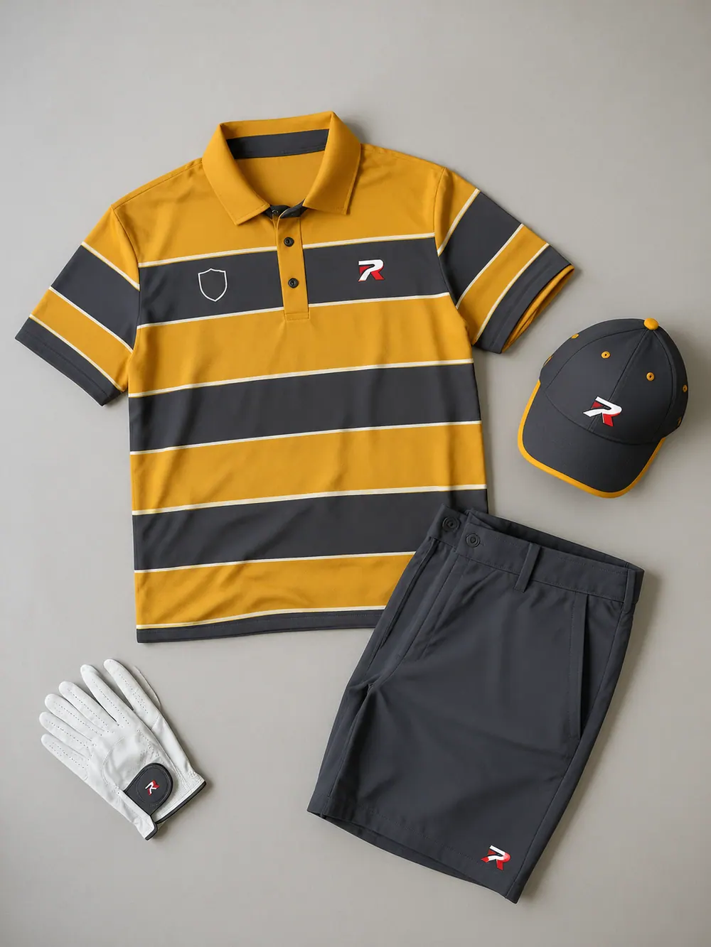 Striped polo, flat lay