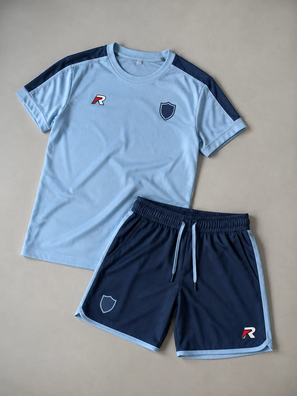Heat transfer & vinyl on shorts / waistband, flat lay