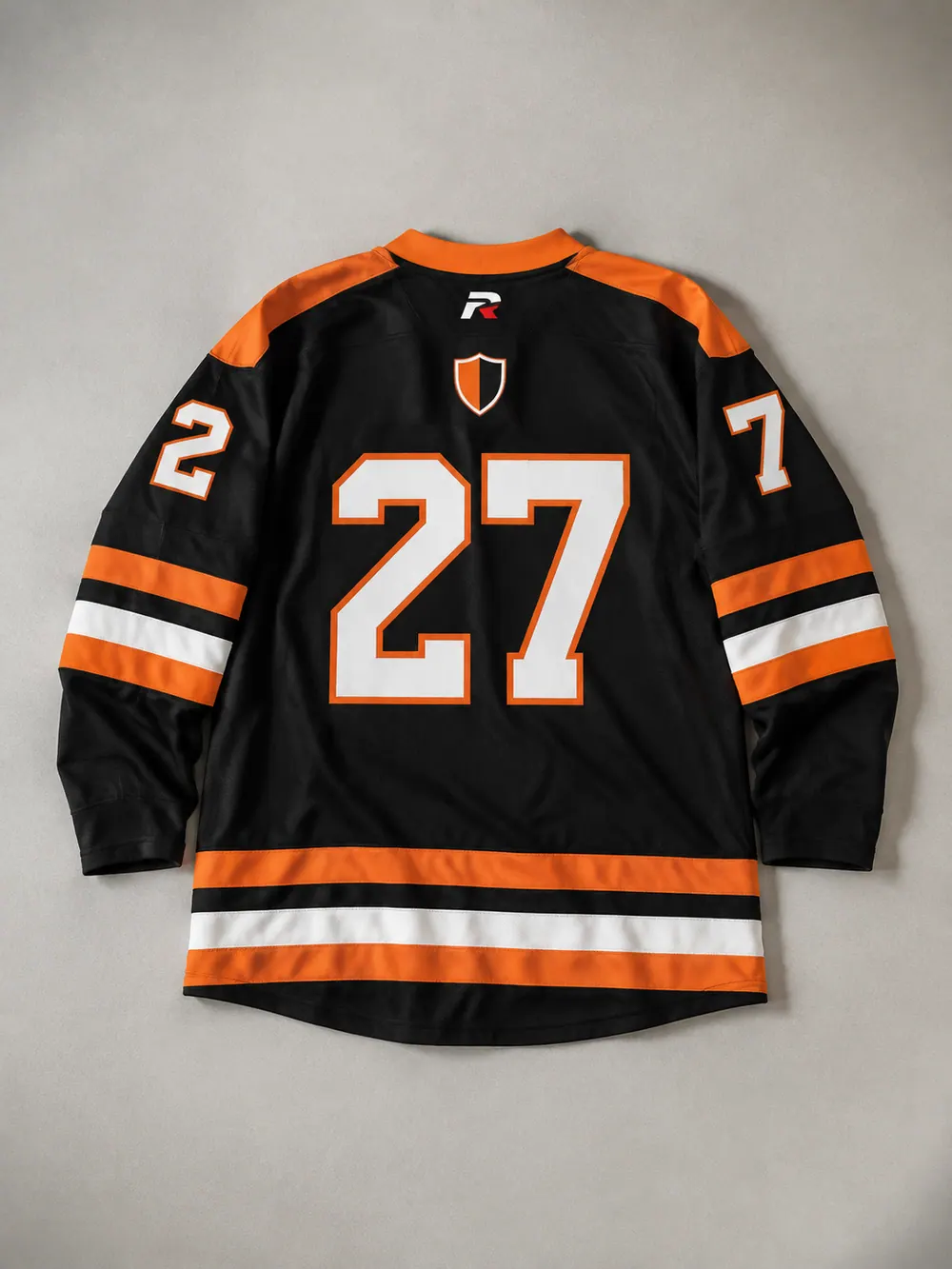 Laid flat, back with shoulder numbers, flat lay