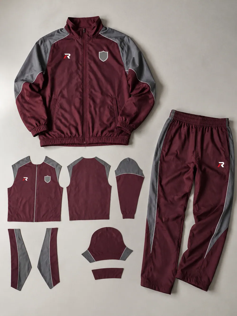 Pattern pieces next to the jacket