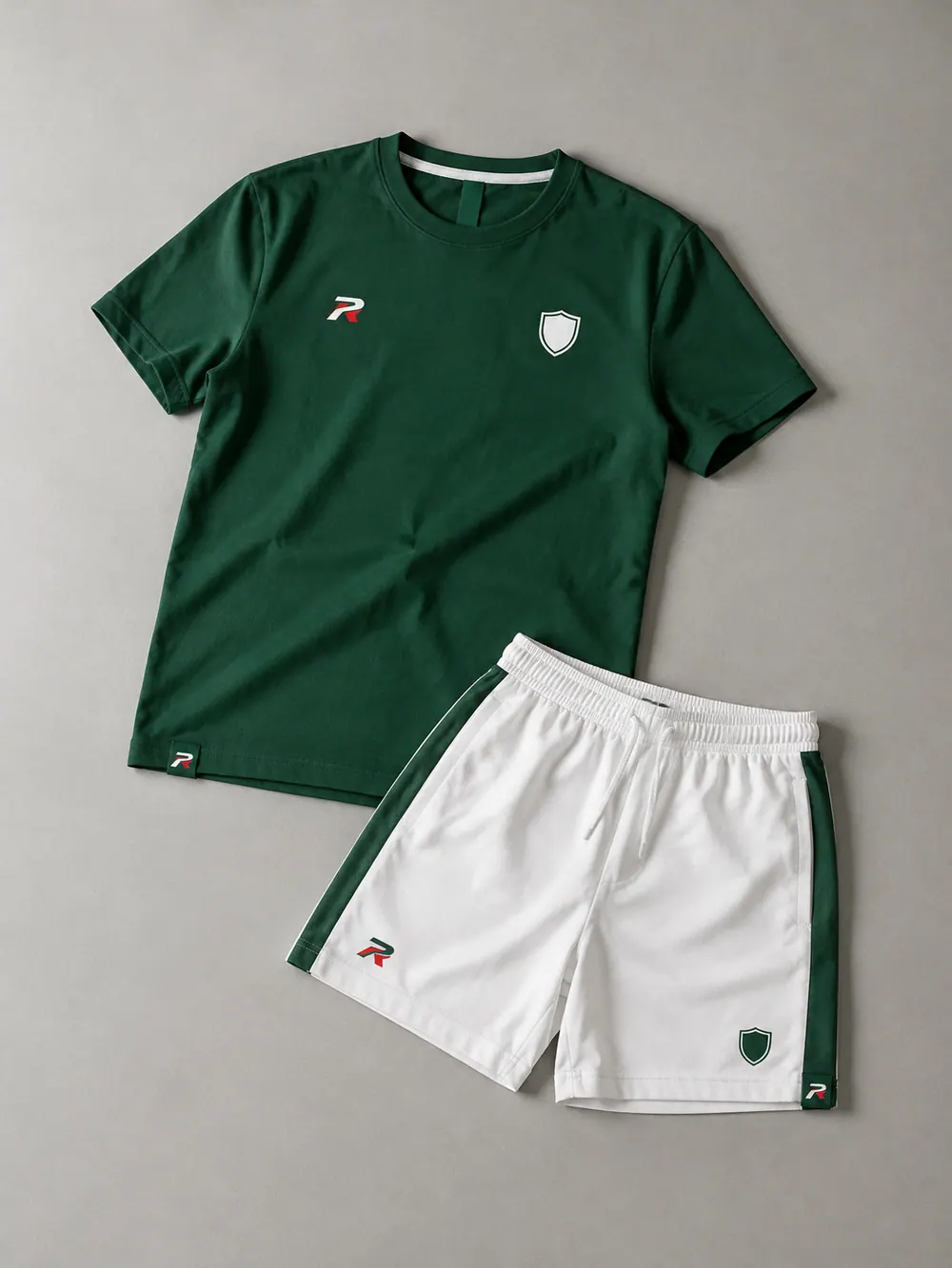 Tee with neck print and hem tab, flat lay