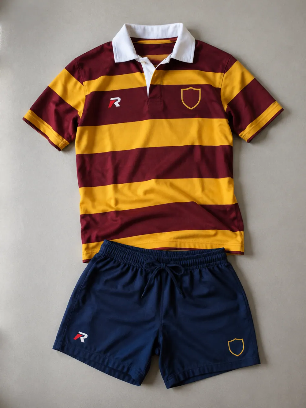 Collar detail: classic rugby collar, flat lay
