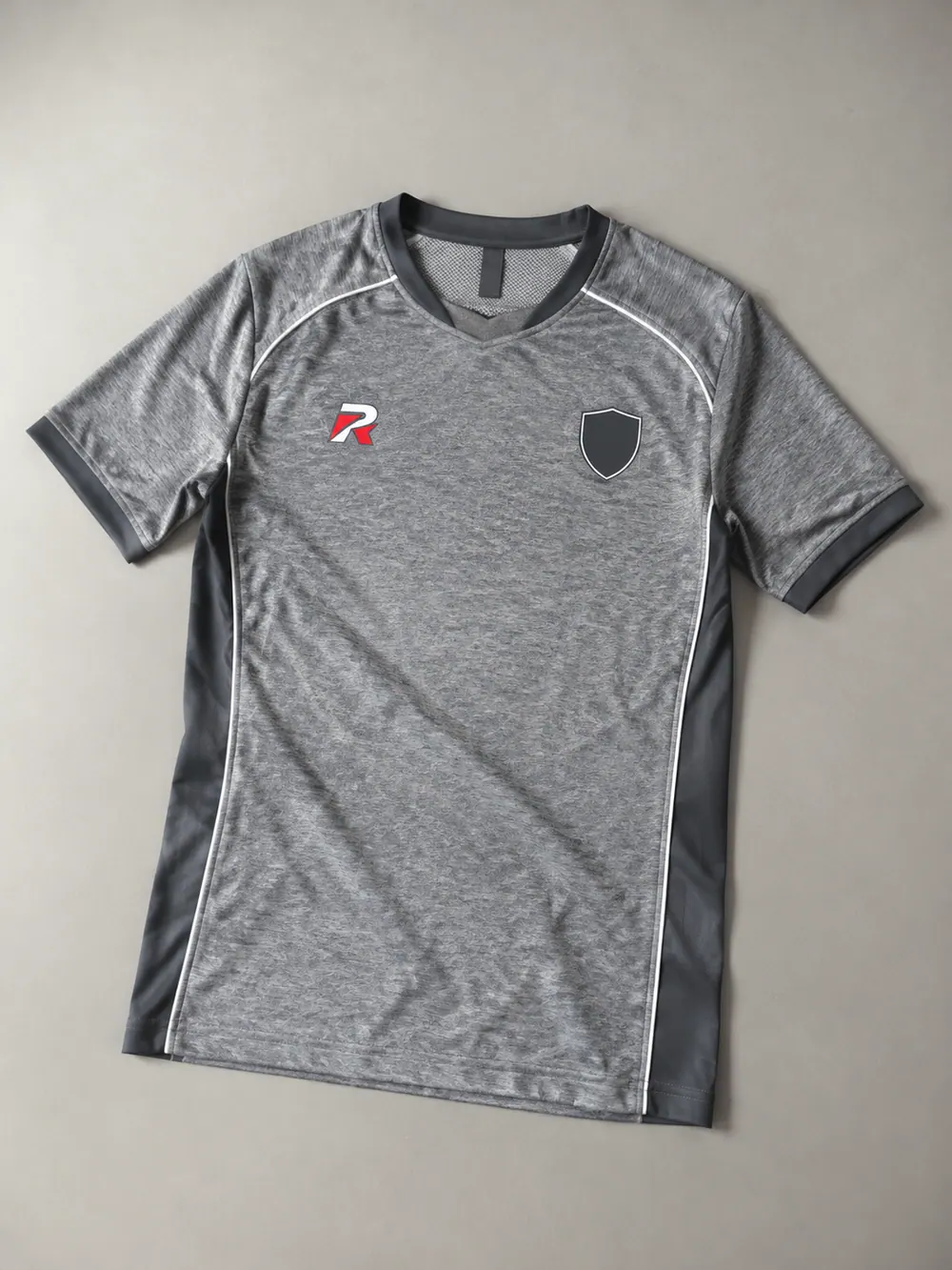Training jersey in grey marl, flat lay