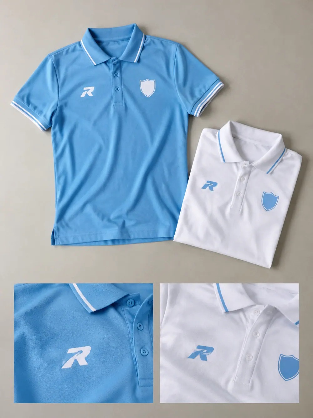 Screen printing on a polo, flat lay