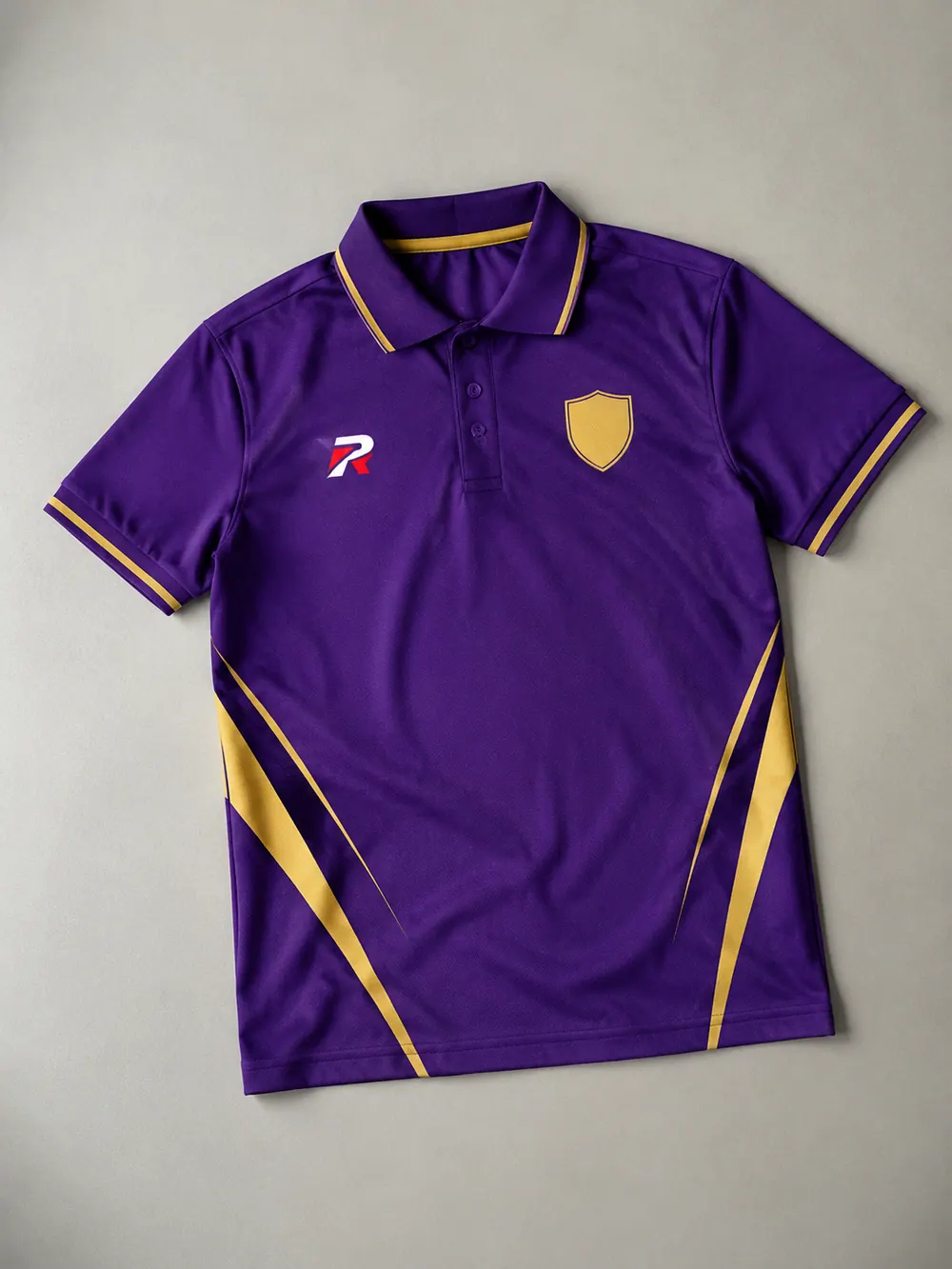 Special finishes on a polo, flat lay