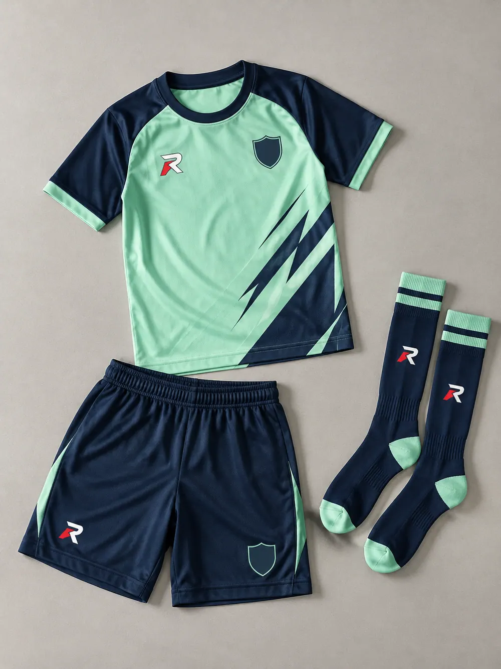 Special finishes on a youth kit, flat lay