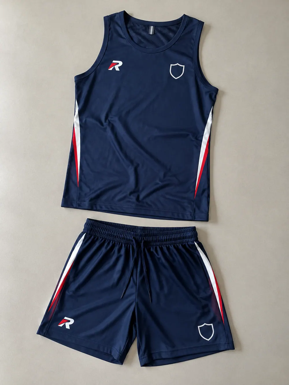 Navy singlet set, flat lay
