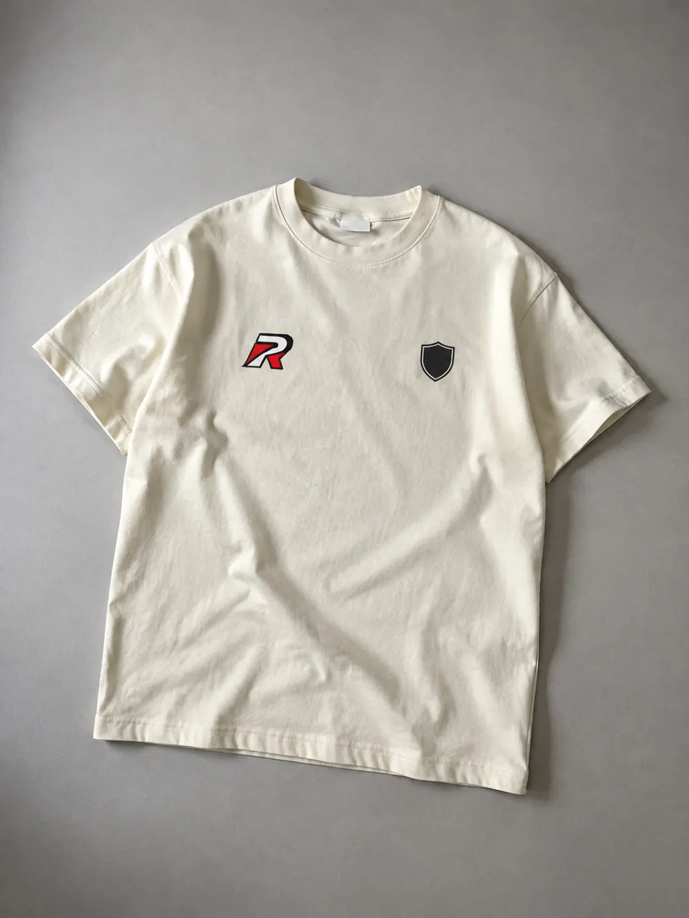 Cream boxy tee with puff print