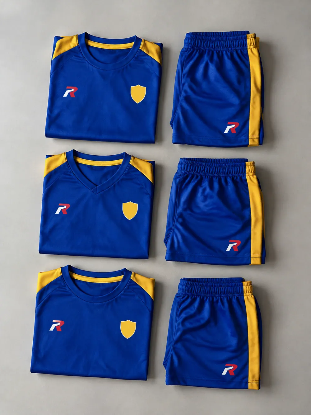 Six-colour run folded, flat lay