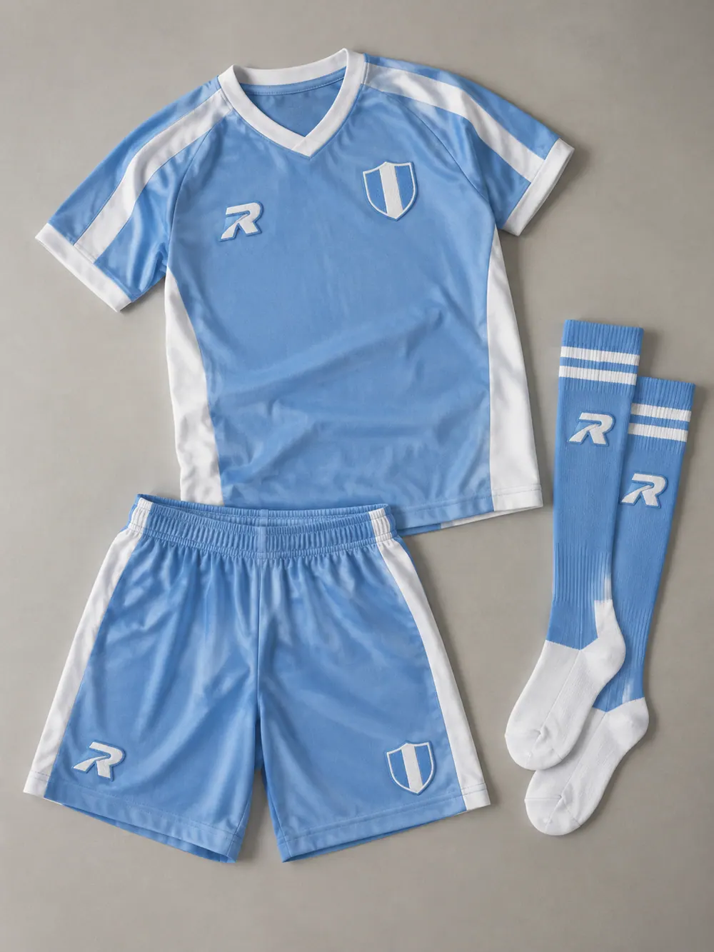 Tackle twill & chenille on a youth kit, flat lay